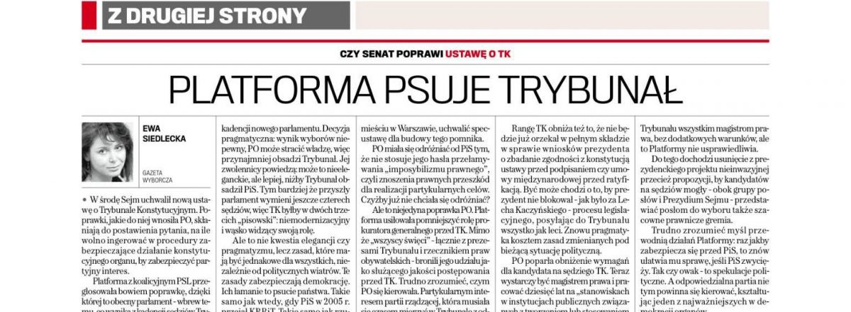 Platforma psuje TK
