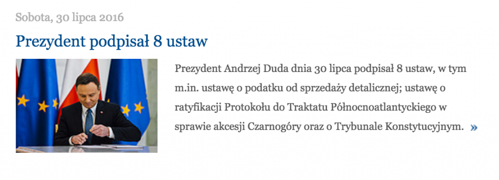 Zrzut ekranu ze strony prezydent.pl