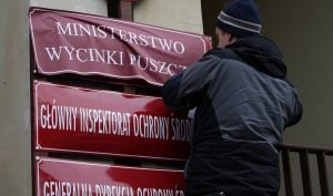 25.03.2016 Greenpeace przeciwko wycince puszczy. Fot . Slawomir Kaminski / Agencja Gazeta