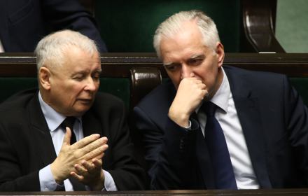 Jarosław Kaczyński i Jarosław Gowin w Sejmie. Wydali wspólne oświadczenie