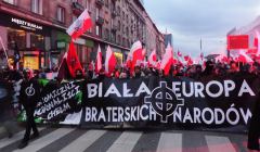 Marsz Niepodleglości 2017 - na czele baner Biała Europa