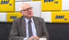 Zdzisław Krasnodębski z uśmieszkiem odpowiada w Radio RMF FM na pytanie o szanse partii Biedronia
