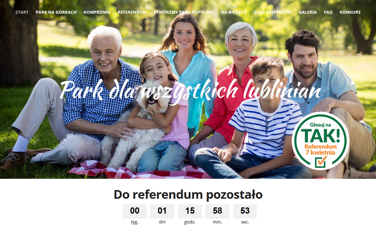 Zrzut strony promującej głosowanie na "tak"