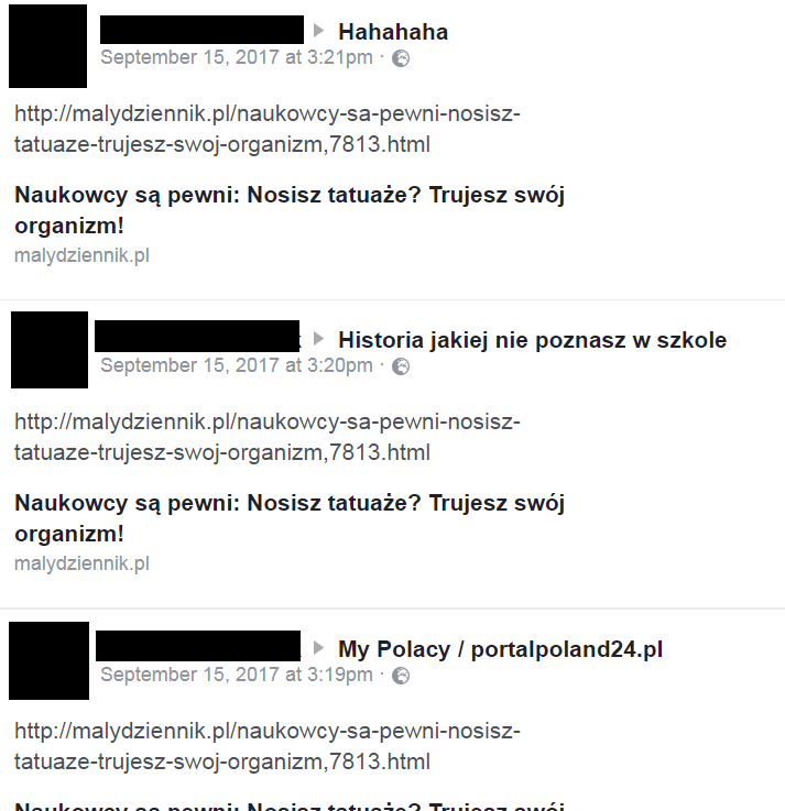 Fanpejdż na Facebooku należący do siatki Konrada Piotrowskiego i Marty Sz., szerzącej fake newsy i rosyjską propagandę oraz promującej prawicowe media.