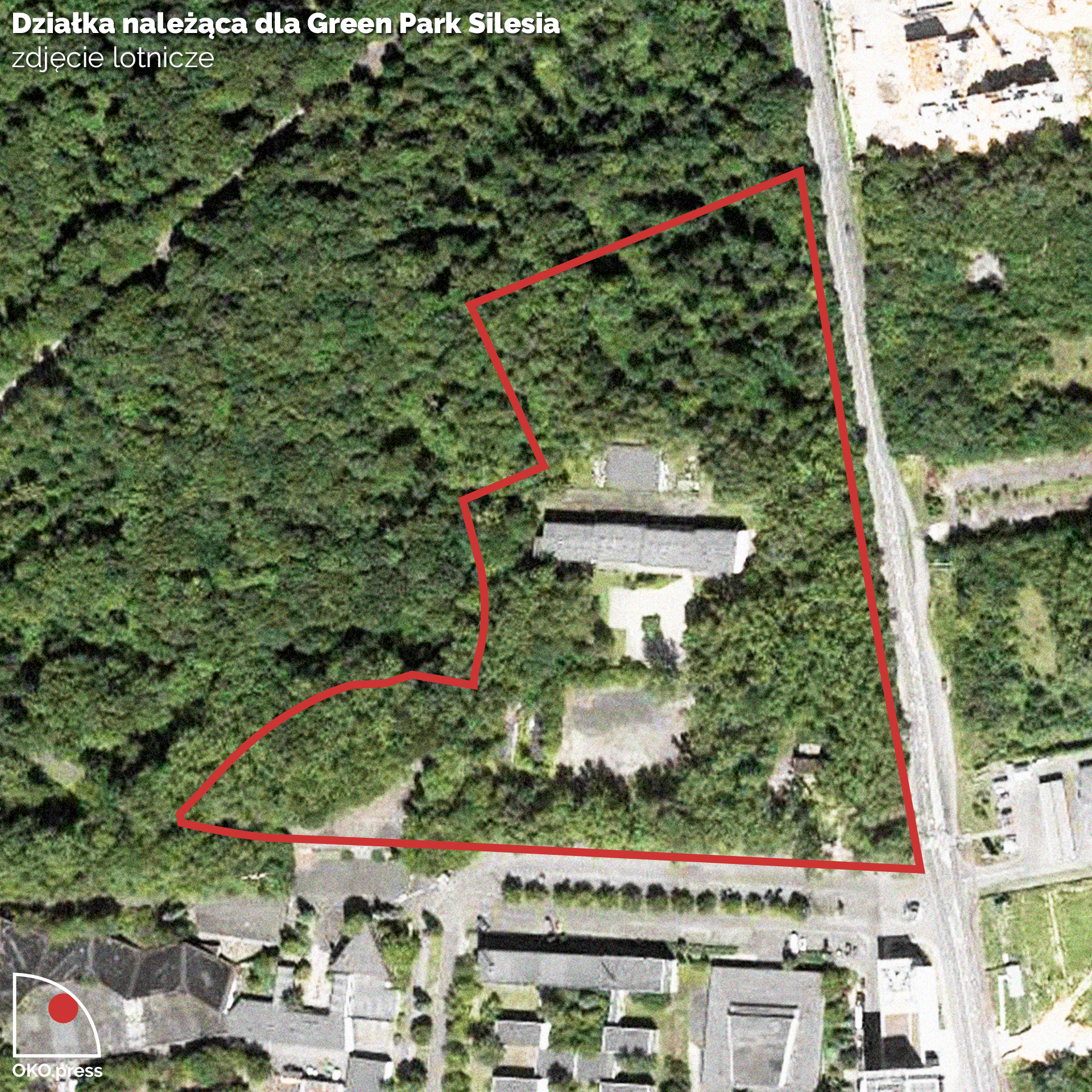 Granice działki GPS na zdjęciu satelitarnym; fot.: Maps Google