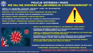 Policja ostrzega przed oszustwami wykorzystującymi koronawirusa