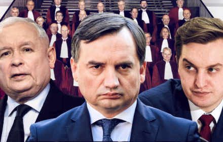 J.Kaczyński, Z. Ziobro, S.Kaleta / il. OKO.press J.Kaczyński, Z. Ziobro, S.Kaleta / il. OKO.press