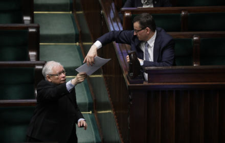 Jarosław Kaczyński i Mateusz Morawiecki w Sejmie