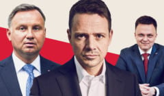 Rafał Trzaskowski, Andrzej Duda, Szymon Hołownia - faworyci sondażu Ipsos dla OKO.press
