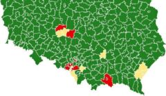 726 nowych zakażeń. Fragment mapy Polski, 19 powiatów zagrożonych koronawirusem