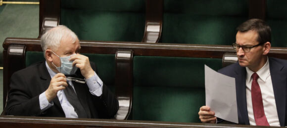 Jarosław Kaczyński i Mateusz Morawiecki w Sejmie