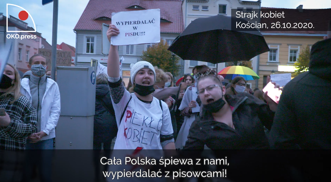 „Cała Polska śpiewa z nami, wypier...ć z pisowcami!” Kościan. Strajk Kobiet