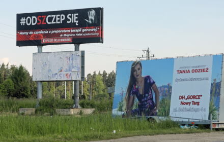 Banery antyszczepionkowców na Podhalu