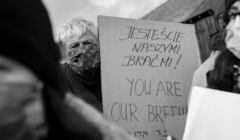 Protest w Michałowie - na zdjęciu Daniel Aleksandrowicz