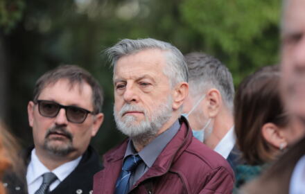 Andrzej Zybertowicz na pogrzebie Jerzego Targalskiego