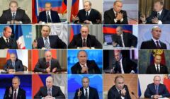 Ekran z wieloma podobiznami Putina