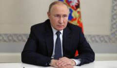 Prezydent Rosji Władimir Putin przewodniczy spotkaniu z członkami Rady Bezpieczeństwa za pośrednictwem telekonferencji w Moskwie 22 czerwca 2022 r.