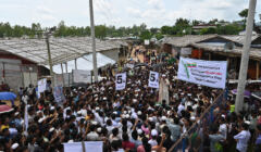 Protest w obozie dla uchodźców Rohingya w Bangladeszu