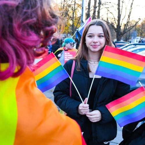 Protest przeciw ustawie StopLGBT Kai Godek pod Sejmem Warszawa, 28.10.2021. Protest przeciw ustawie StopLGBT Kai Godek
